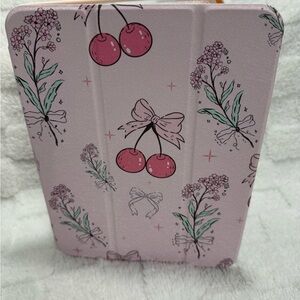 Pink Cherry Bow Floral iPad Case Folio Cover